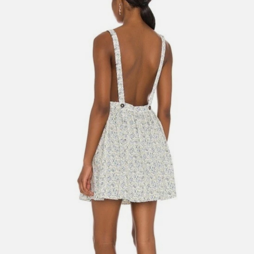 NWT Free People Petunia Mini Dress XS Blue Floral Cottagecore Boho Prairie Dress - Picture 4 of 16